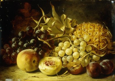 ブドウ、桃、プラム、パイナップルのある静物、1861 作： William Duffield