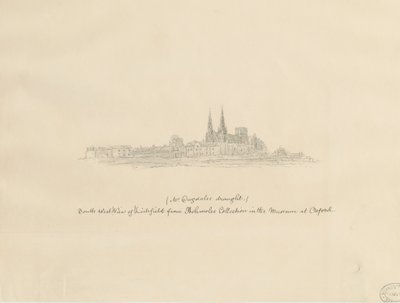 リッチフィールド大聖堂-南西ビュー：鉛筆画、nd [？17セント]（図面） 作： William Dugdale