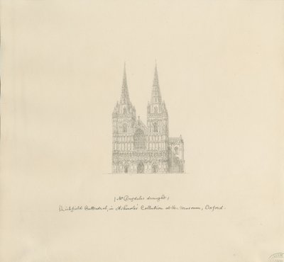 リッチフィールド大聖堂-ウェストフロント：ペン画、nd [？17世紀後半]（描画） 作： William Dugdale
