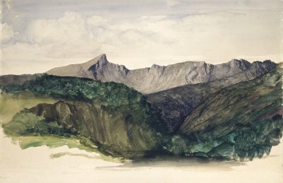遠くの山脈の研究、1860年（紙に水彩） 作： William Dyce