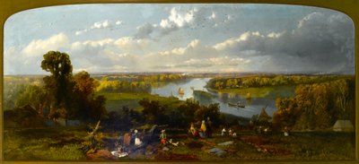 テムズ川を見下ろすリッチモンドヒルのピクニック、サリー 作： William E. Jones