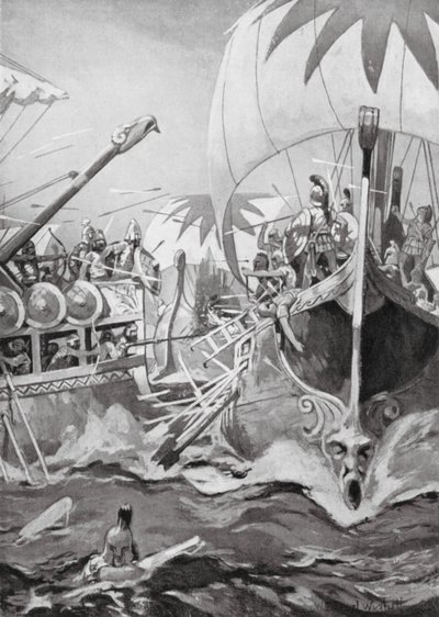 イオニア艦隊の敗北（リトグラフ） 作： William Edward (after) Wigfull