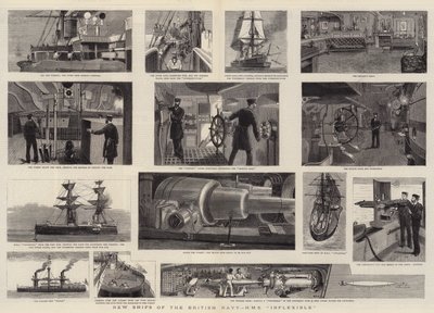 イギリス海軍の新造船、HMS Inflexible 作： William Edward Atkins