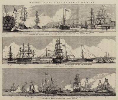 スピットヘッドでの海軍観閲式でのスケッチ（彫刻 作： William Edward Atkins