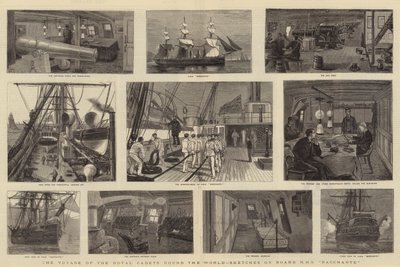 世界一周王室士官候補生の航海、HMSバカンテ船上スケッチ 作： William Edward Atkins