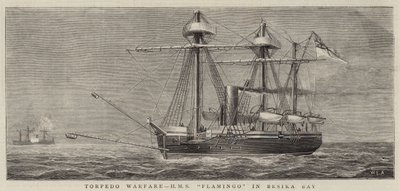 魚雷戦争、ベシカ湾のHMSフラミンゴ 作： William Edward Atkins