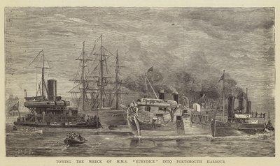 HMS Eurydiceの難破船をポーツマス港に牽引 作： William Edward Atkins