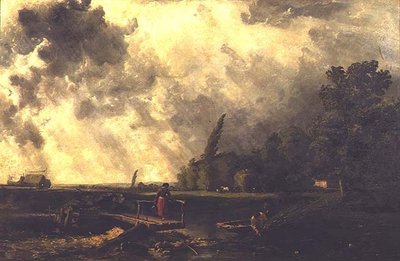 メドウェイ河畔の風景 - 嵐の日 作： William Edward Dighton