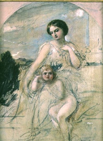 母と子（ボード） 作： William Edward Frost