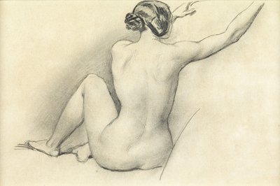 着席ヌード（紙に鉛筆） 作： William Edward Frost