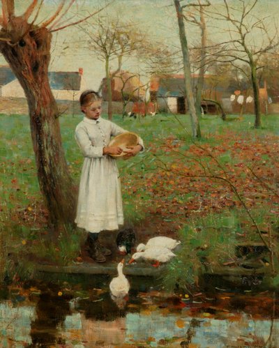 アヒルの餌やり 作： William Edward Stott