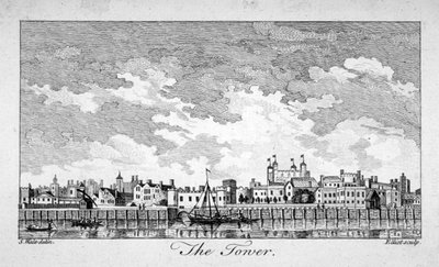 テムズ川に浮かぶ船とロンドン塔の南側の風景（1761年 作： William Elliot
