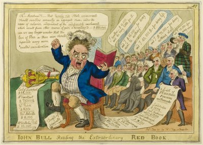 ジョン・ブル、特別な赤い本を読む 作： William Elmes