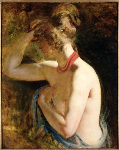半身裸、右腕を頭まで上げた 作： William Etty