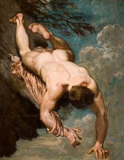 1818年、マンリウスが岩から投げ出された。 作： William Etty