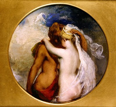 ニンフとサテュロス」（パネルに油彩）（352441も参照） 作： William Etty