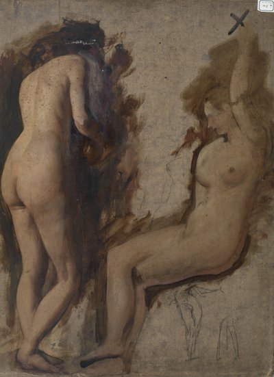 フィギュア構成の研究-2つの女性ヌード 作： William Etty