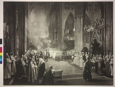 1887年6月21日、ウェストミンスター寺院で行われたヴィクトリア女王即位50周年記念式典 作： William Ewart Lockhart