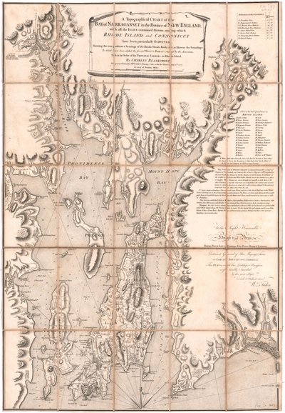 ブラスケヴィッツによるロードアイランドの地形図 作： William Faden