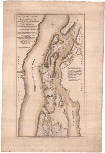 ソーティエによるニューヨーク島北部の地形図 作： William Faden
