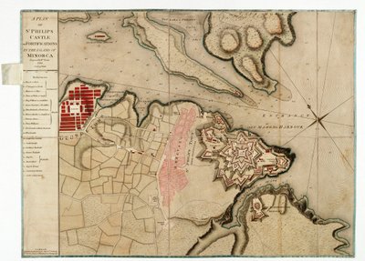 ミノルカ島のセント・フィリップス城と要塞の平面図 作： William Faden