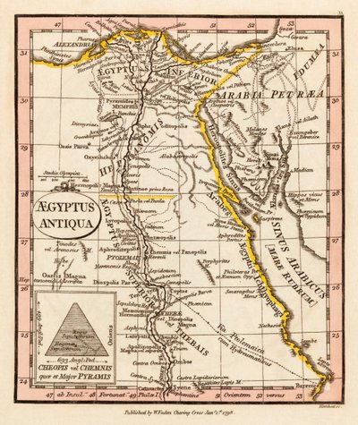 古代エジプト。 地図。 作： William Faden