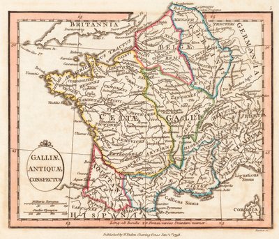 古代ガリア。 地図。 作： William Faden