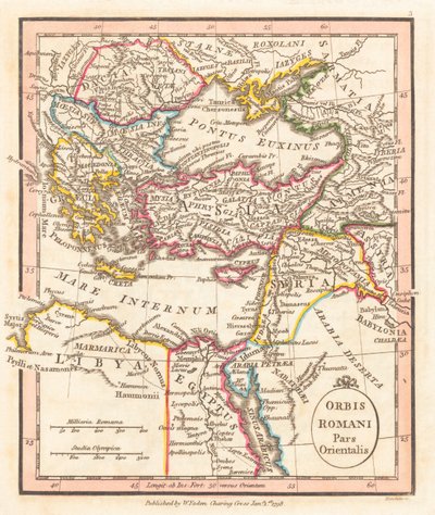 東ローマ帝国。 地図。 作： William Faden