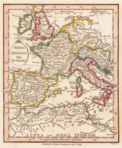 ローマ帝国の西部。 地図。 作： William Faden