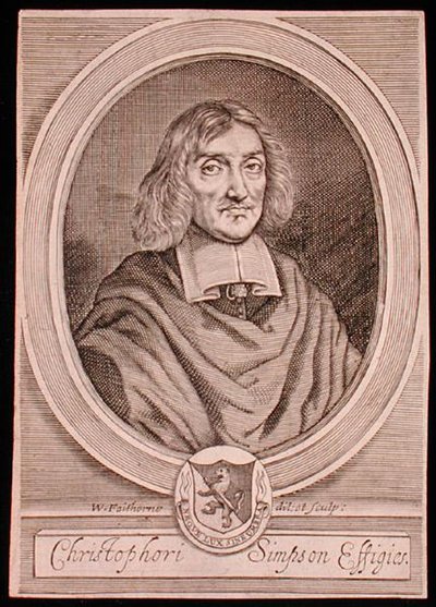 クリストファー・シンプソンの肖像（1605年〜69年頃）（エングレーヴィング） 作： William Faithorne