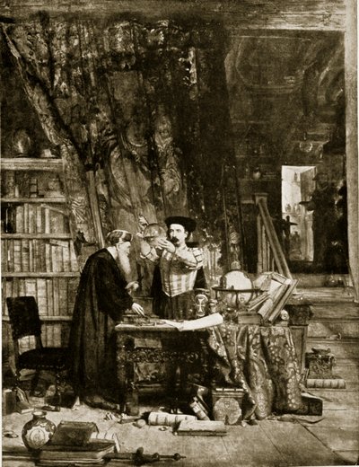 錬金術師、「ハッチンソンのイギリス国民の物語」、1923年頃のイラスト 作： William Fettes Douglas