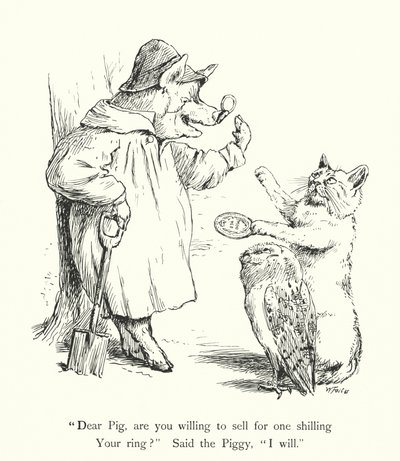 フクロウとプッシーキャット」（彫刻作品 作： William Foster