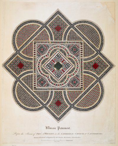 カンタベリー大聖堂教会のトーマス A ベケット神殿前のモザイク舗装 作： William Fowler