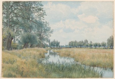 ハンティンドンシャー、セント・アイヴス近くの川の風景 作： William Fraser Garden