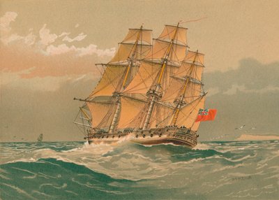 38ガンのフリゲート艦、1770年頃、19世紀後半から20世紀初頭。 作： William Frederick Mitchell