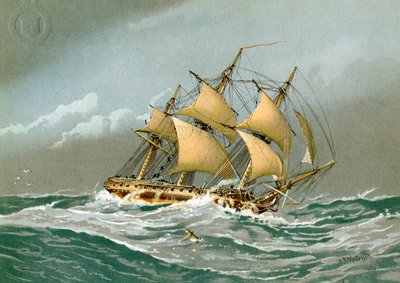 ロイヤルネイビー28ガンフリゲート艦、c1794 c1890-c1893 作： William Frederick Mitchell