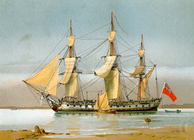 英国海軍の42砲フリゲート、c1780 c1890-c1893。 作： William Frederick Mitchell