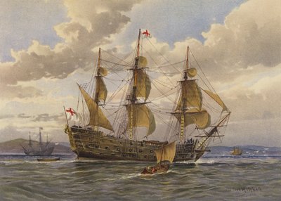 戦艦、1650年頃 作： William Frederick Mitchell
