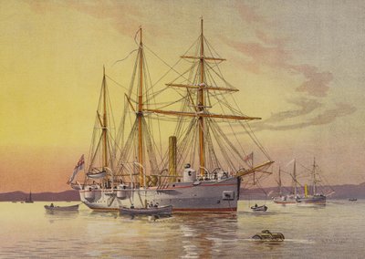 HMSブランブル、一等機関砲 作： William Frederick Mitchell