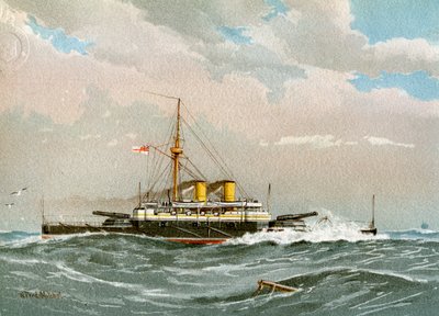 HMSロドニー、イギリス海軍一等戦艦、c1890-c1893 作： William Frederick Mitchell