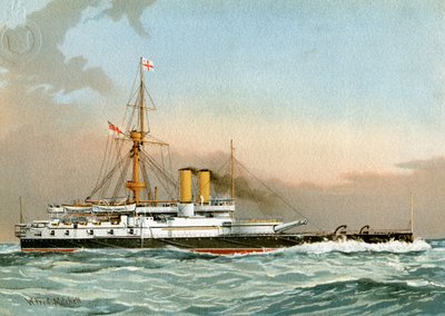 HMSビクトリア、イギリス海軍一等戦艦、c1890-c1893。 作： William Frederick Mitchell