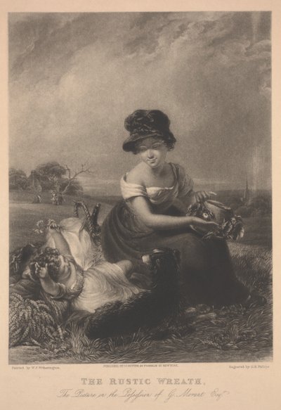 素朴な花輪、GHフィリップスによるプリント 作： William Frederick Witherington