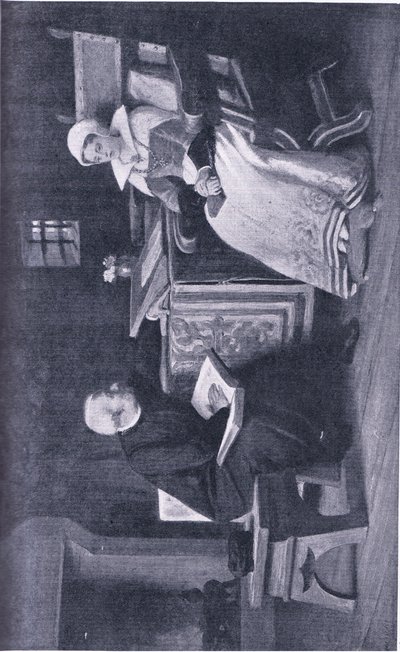 塔の中のレディジェーングレイ、世界最高の本の図書館、1940年頃のイラスト 作： William Frederick Yeames