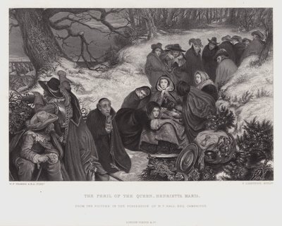 女王ヘンリエッタ・マリアの危難（エングレービング 作： William Frederick Yeames