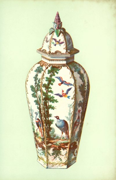 ブリストル、エキゾチックな鳥をあしらった花瓶（カラーリトグラフ 作： William Gibb