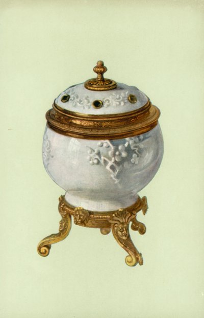 富貴園磁器花瓶、ルイ14世・銀金台（カラーリトグラフ 作： William Gibb