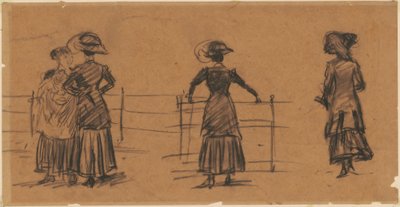 公園の手すりに描かれた女性像 作： William Glackens