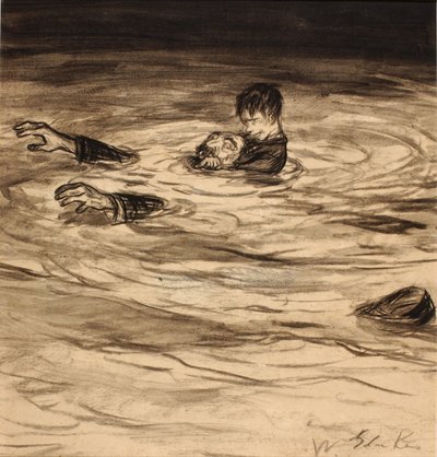 彼はゴテコアの背中に体を重ね、右腕をゴテコアの首に回す。 作： William Glackens
