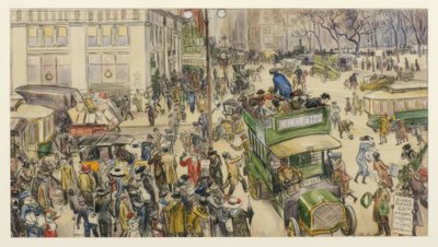 クリスマスの買い物客、マディソン・スクエア 作： William Glackens