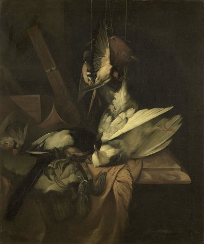 鳥と狩りの道具のある静物 作： William Gowe Ferguson